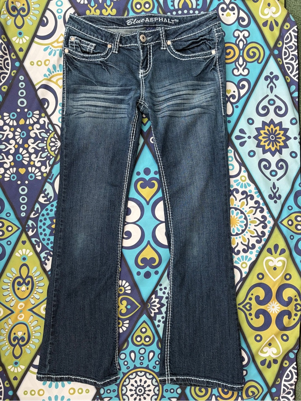 Blue Asphalt Women's Dark Indigo Faded Bootcut Jeans